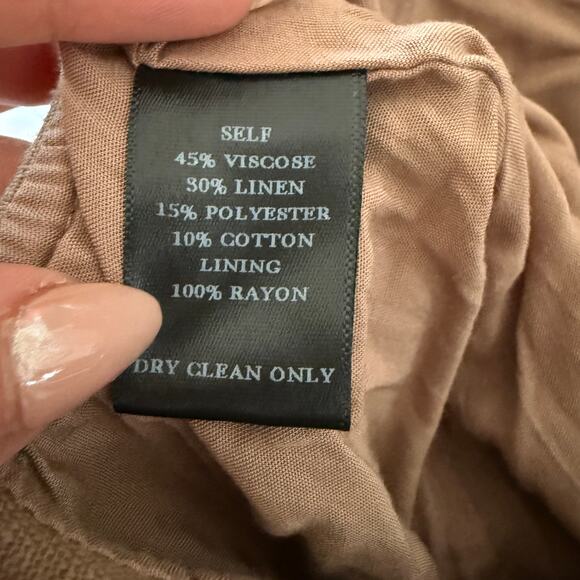 ROSEVELVET | Tan Linen Blend Ruffle Trim Halter Cutout Romper | Small BNWT - Picture 7 of 8